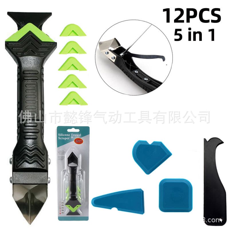Cross-border 12-piece set blister pack 5-in-1 hook knife, metal head scraper, sealant tool, caulking tool, silicone sealant scraper