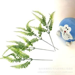 Cross-Border Artificial Green Plant Single Stem 5-Head Persian Grass Fern Leaf Plant Wall Decoration Wall Accessories Wholesale