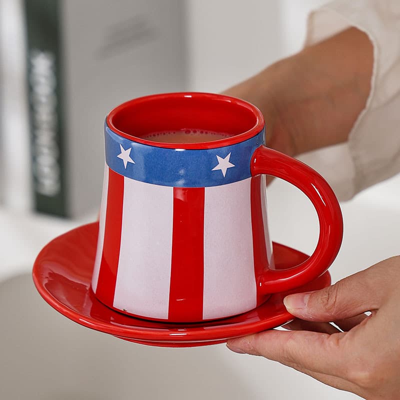 2026 Cross-border USA-Canada-Mexico World Cup Ceramic Coffee Cup and Saucer Fan Cheering Product Soccer Mug