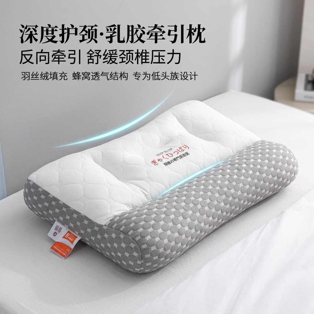 High neck protection latex massage massage pair of anti-traction pillow small type A Japanese anti-traction neck pillow pillow core