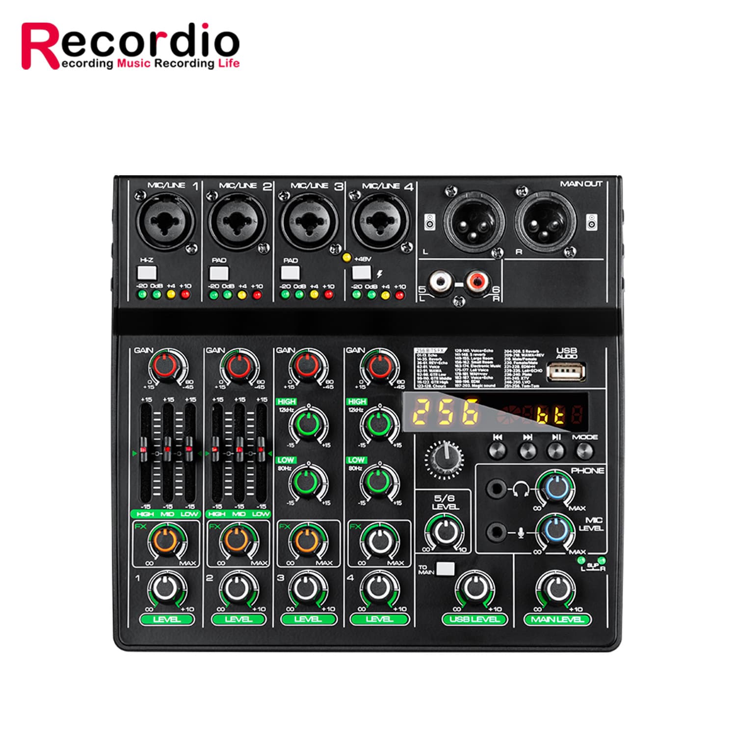 6-Channel Mixing Console Home Computer Stage Mixer Small USB with Sound Card Effects Bluetooth DJ Mixer Cross-Border