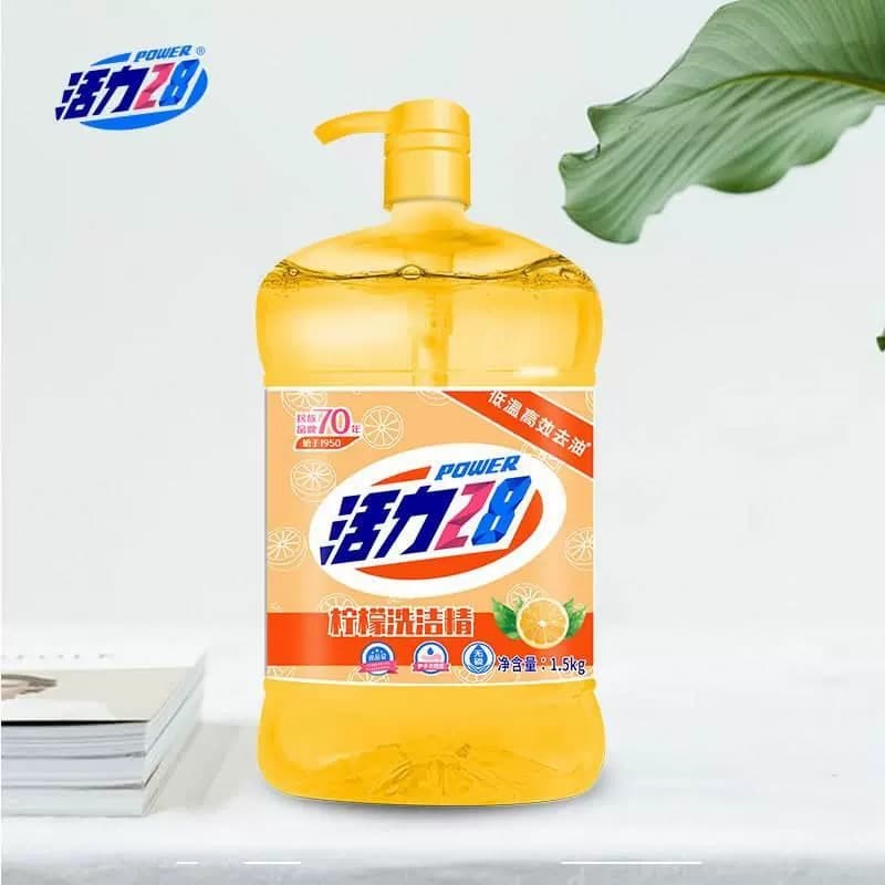 Huoli 28 Lemon Food-Grade Dishwashing Liquid 1.5kg Family Pack Degreasing No Residue 99% Sterilization Odor Removal
