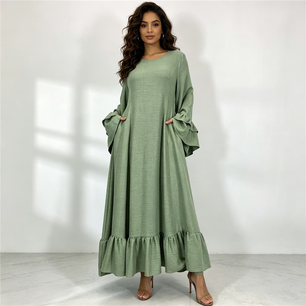 AliExpress Amazon Cross-border Fashion Flared Sleeve Swing Dress 6896