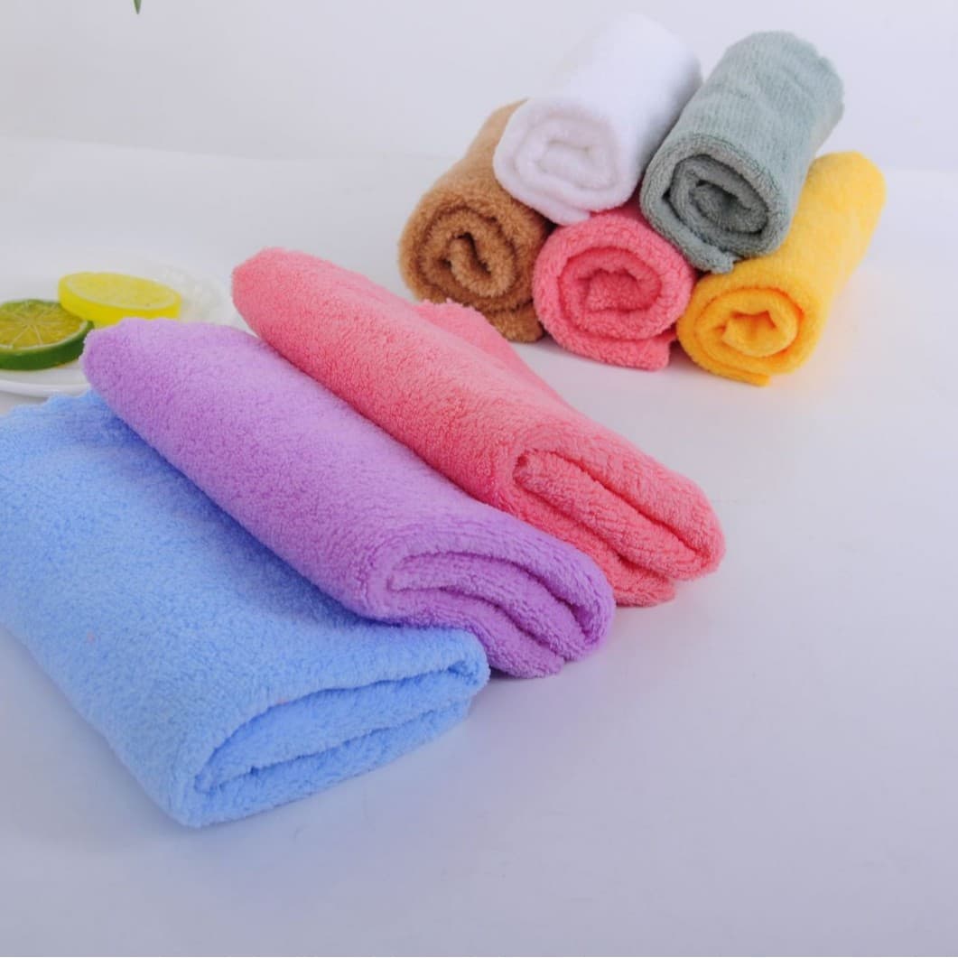 Cross-border direct plain coral fleece square towel, dish towel car towel with packaging new color black gray