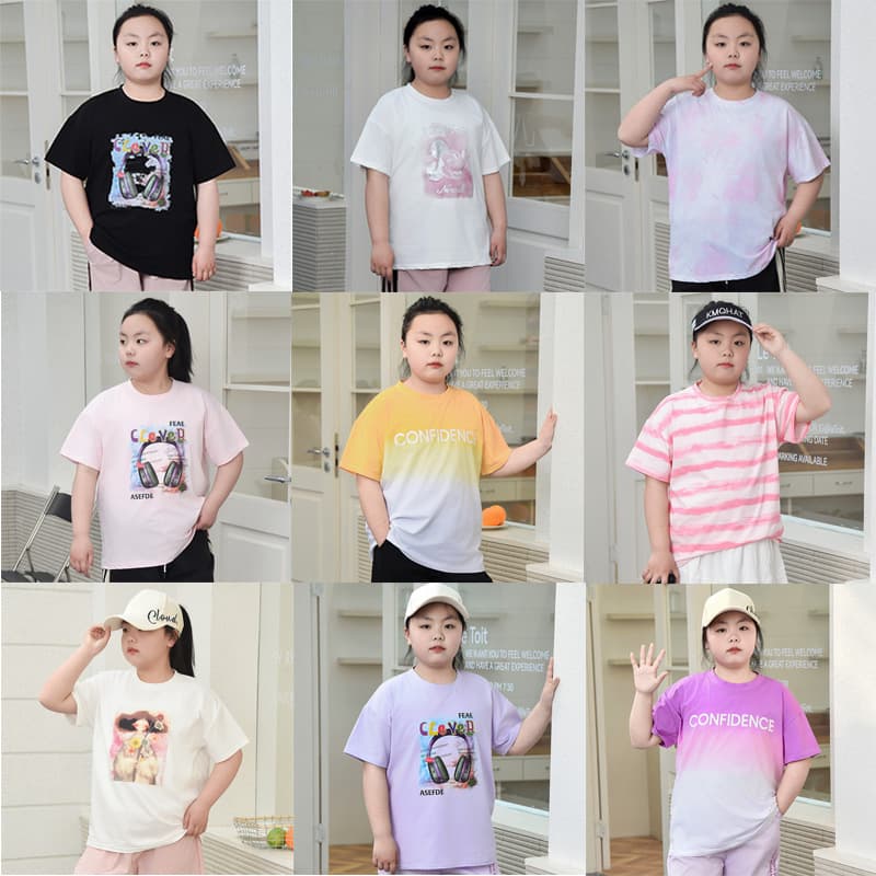 Pangtong Girls T-Shirt Plus Size Short Sleeve Loose Fit Children's Summer Cotton Thin Style
