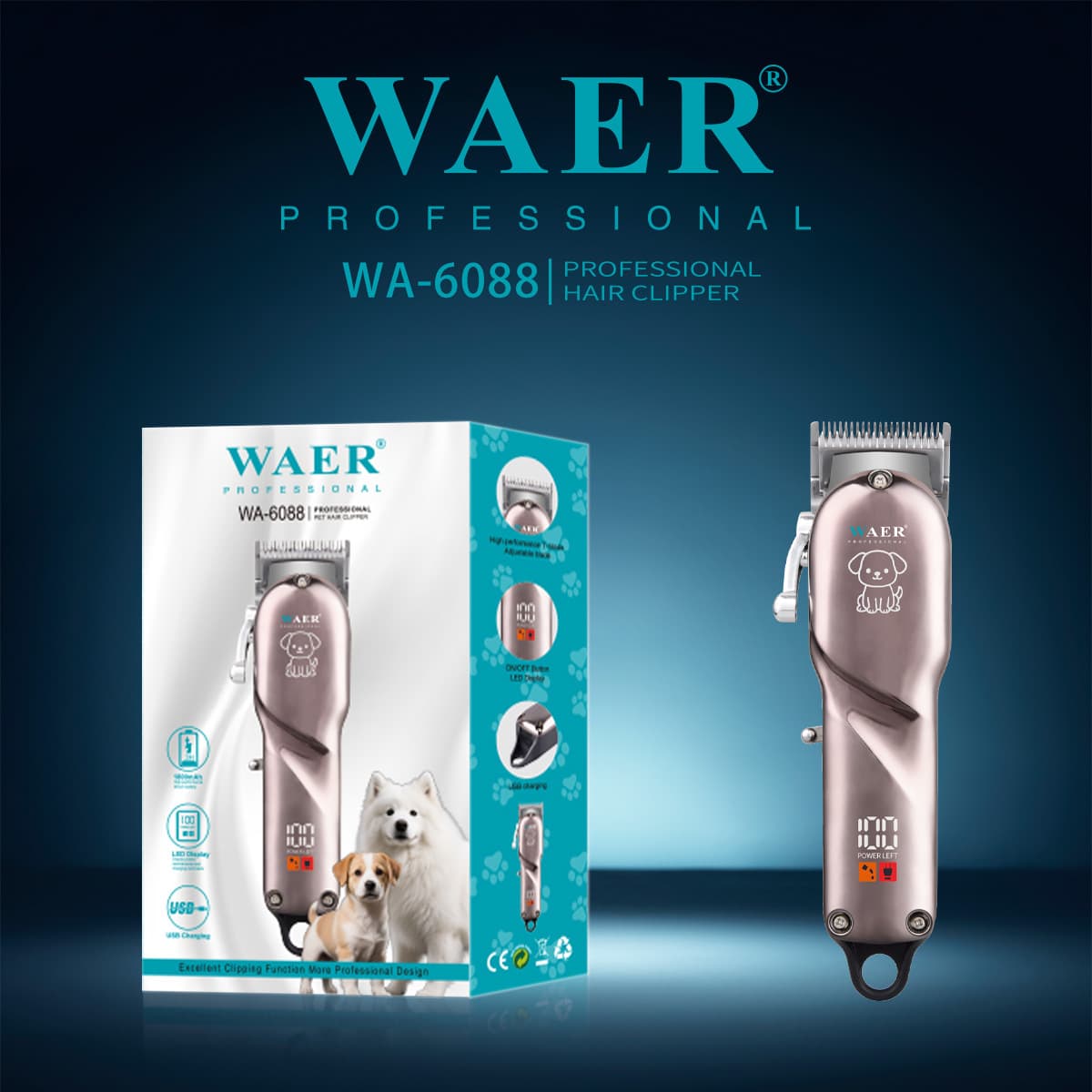 WAER Cross-border Pet Clipper Cat Dog Clipper Wholesale Pet Scissors Pet Grooming Clipper