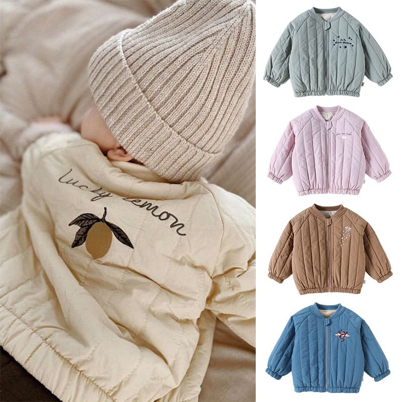 Children's Autumn/Winter Cotton Coat 2026 New Style, Nordic Design Cotton Jacket for Toddlers, Cartoon Embroidery Windproof Outerwear