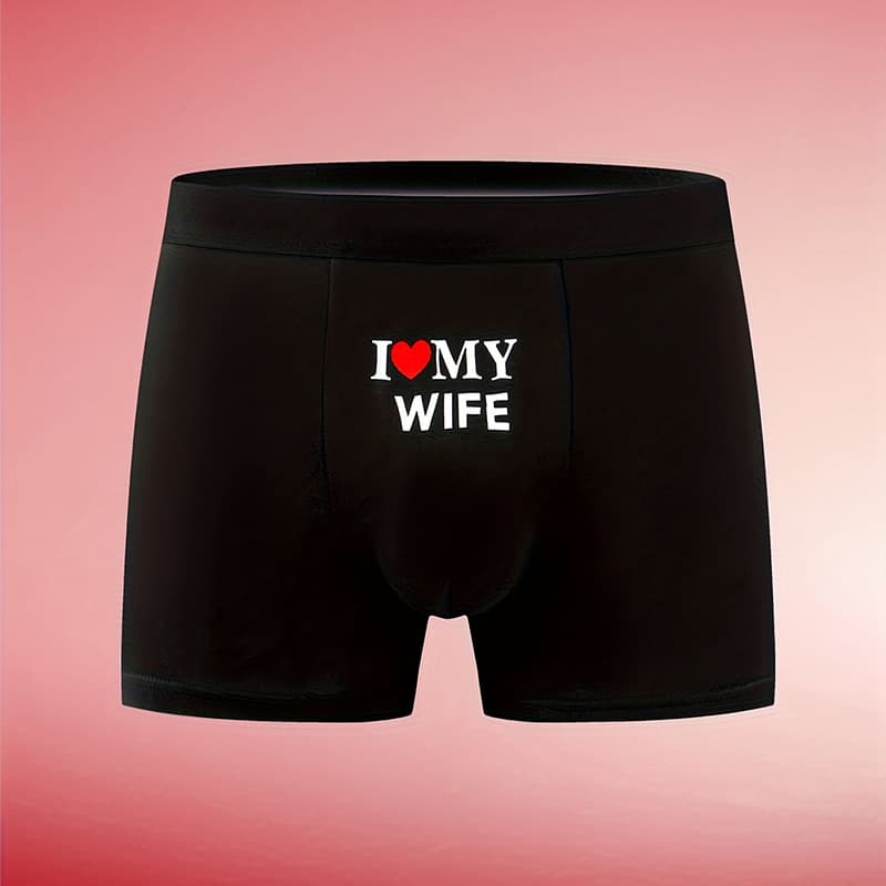 TK European Size Men's Boxer Briefs Shorts Men's Underwear Personality Print TM Hot Style Shein I Love My Wife
