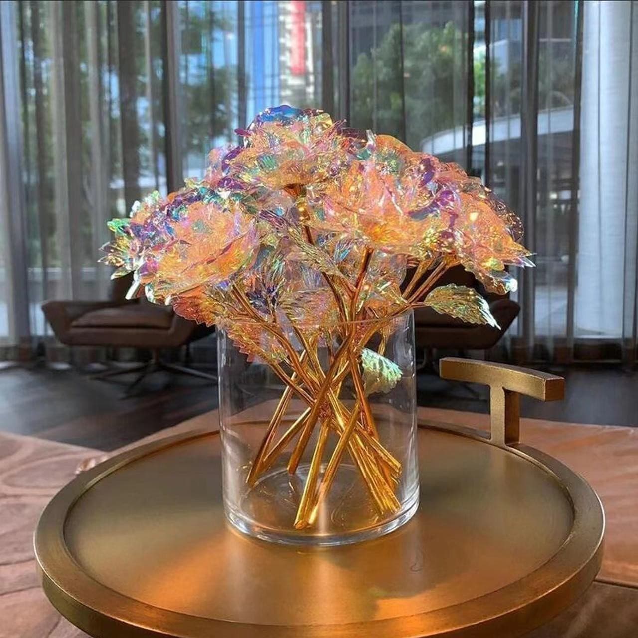 Cross-border simulated rose colorful gold rose Mother's Day Valentine's Day 520 gold foil bouquet event gift