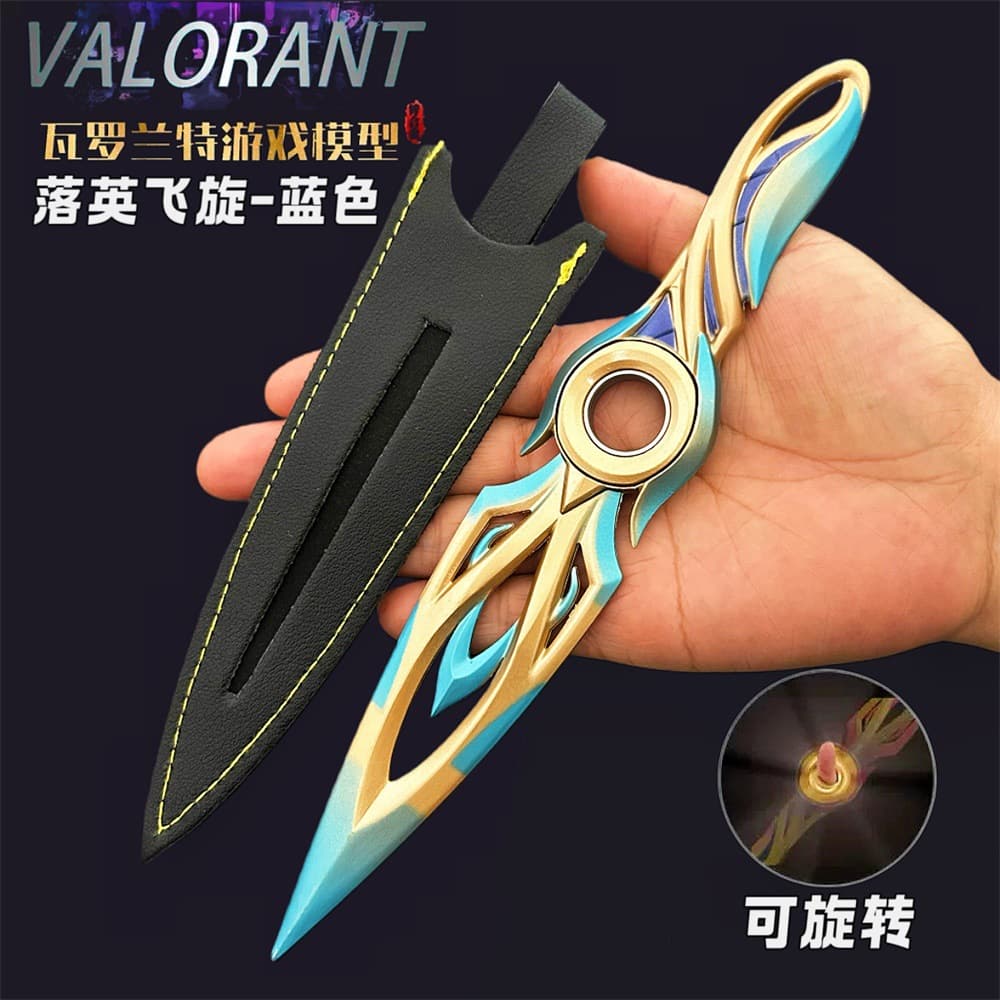 Valorant Weapon Model Falling Petals Spinning Kunai Blue Craft Ornament Game Toy Gift