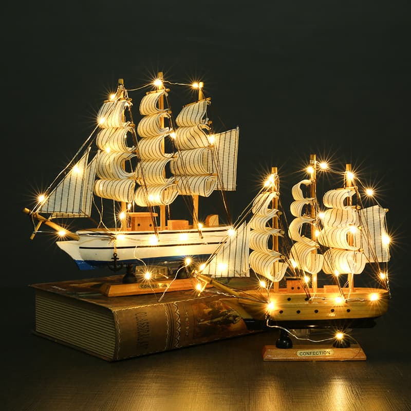 Factory Sale Mediterranean Sailboat Ornament "Smooth Sailing" Simulated Small Wooden Boat, Home Wine Cabinet, Window Display, Nordic Decor Wholesale