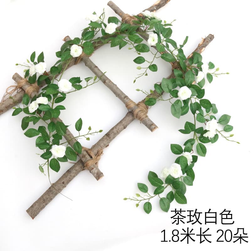 Artificial Plastic Vine Rose Decorative Flower Wall Internet Celebrity Faux Plant Background Wedding Home Window Floral Winding Vine