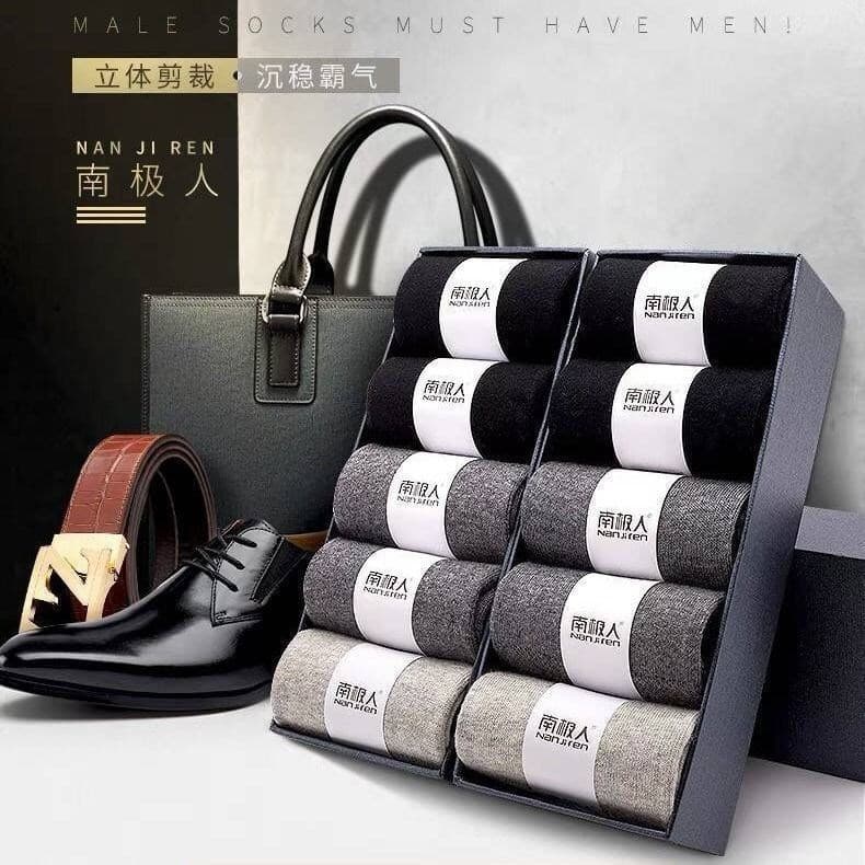 Men's Business Mid-Calf Socks Cotton All-Season Odor-Resistant Breathable Sweat-Absorbent Solid Color Simple Short Tube Socks