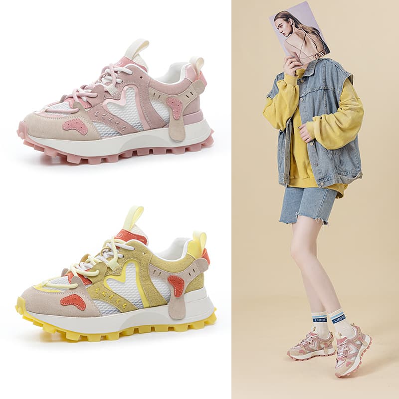 In Stock Agam Sneakers Women 2025 Soft Sole Waffle Shoes Fashionable Running Shoes Color Block Sports Casual Dad Shoes