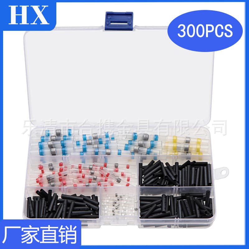 Cross-border Source 300pcs Heat Shrink Waterproof Terminal Box Set Solder Shrink Tube Combination Heat Shrink Terminal Solder Ring