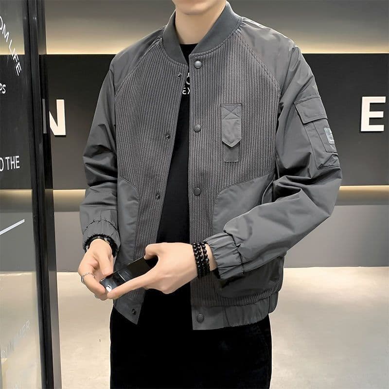 Men's Jacket Spring Autumn 2026 New Trend Knit Top Baseball Jacket Pilot Bomber Jacket Men's Clothing