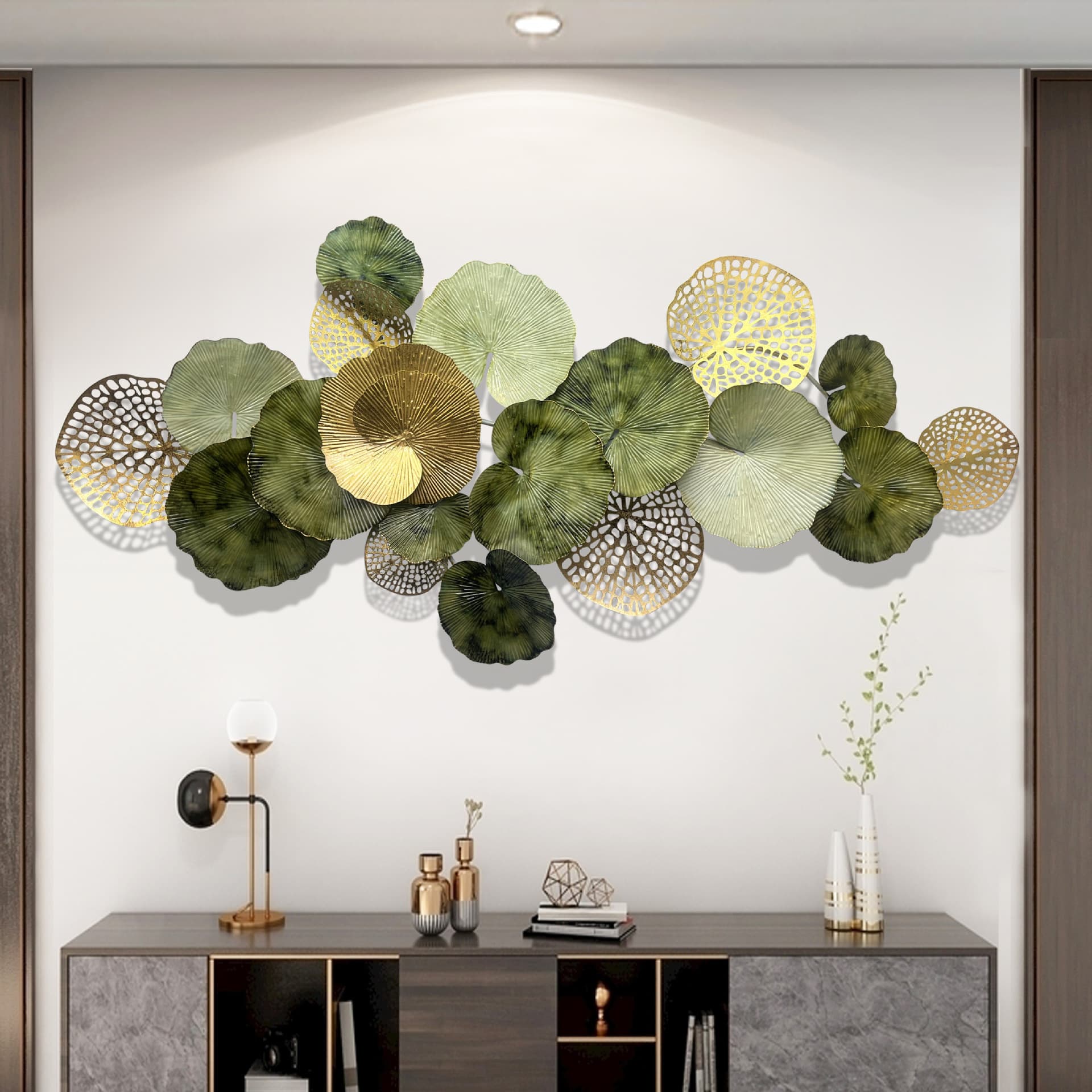 Modern Iron Art Wall Decoration Leaf Hanging for Living Room Background Wall