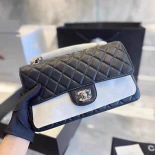 Chanel-style CF Genuine Leather Caviar Quilted Chain Underarm Bag for Women, High-End Fashionable Versatile Shoulder Crossbody Bag