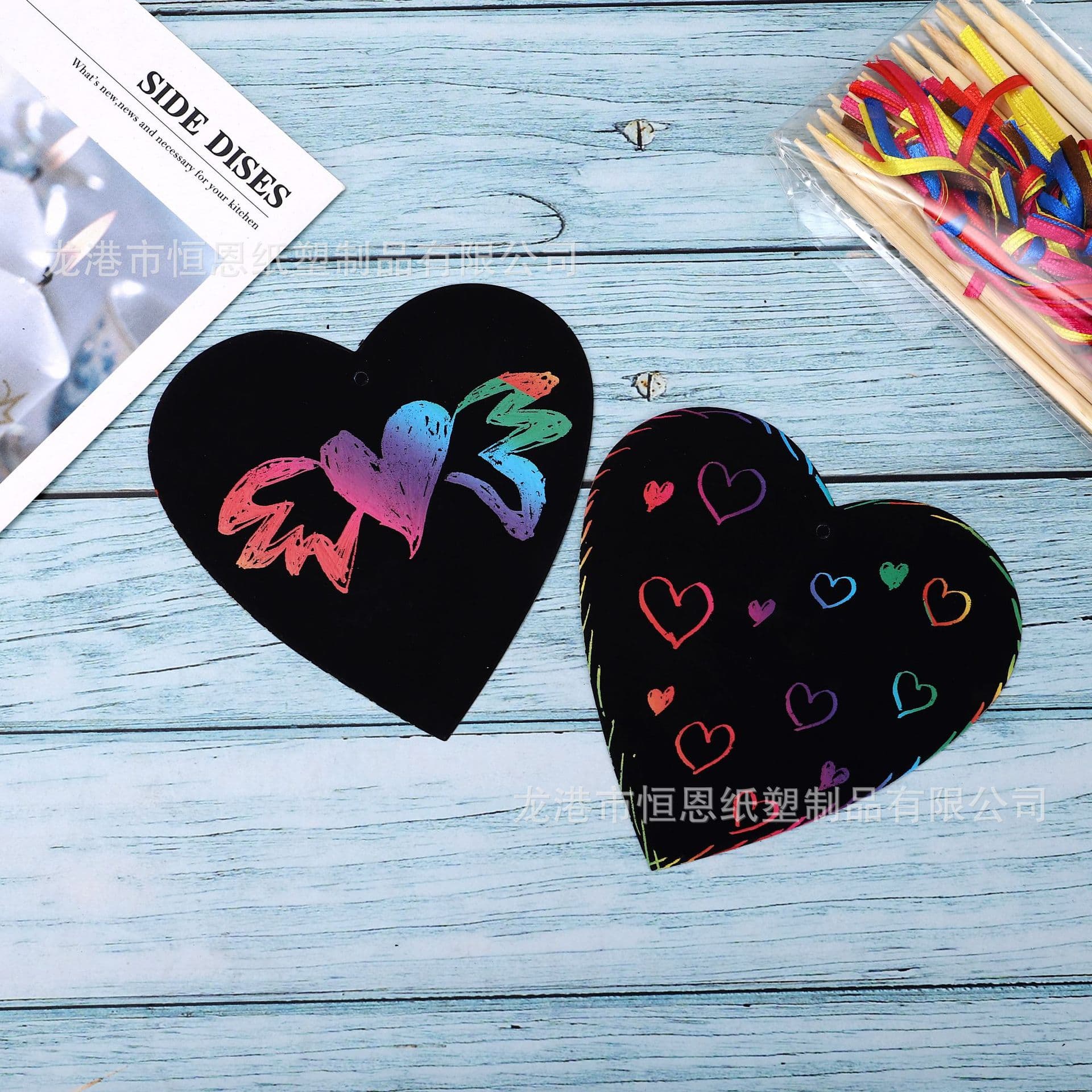 Love Valentine Scratch Art Foreign Trade Factory Custom Heart Scratch Card DIY Hanging Art Scratch Painting Wholesale