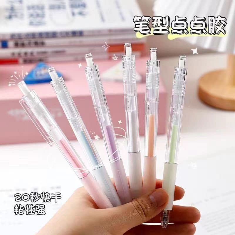 Push-Type Pen-Style Dot Glue Girly Heart Diary Tool Glue Double-Sided Tape Film-Forming Dot Glue Pen Tool Children Students