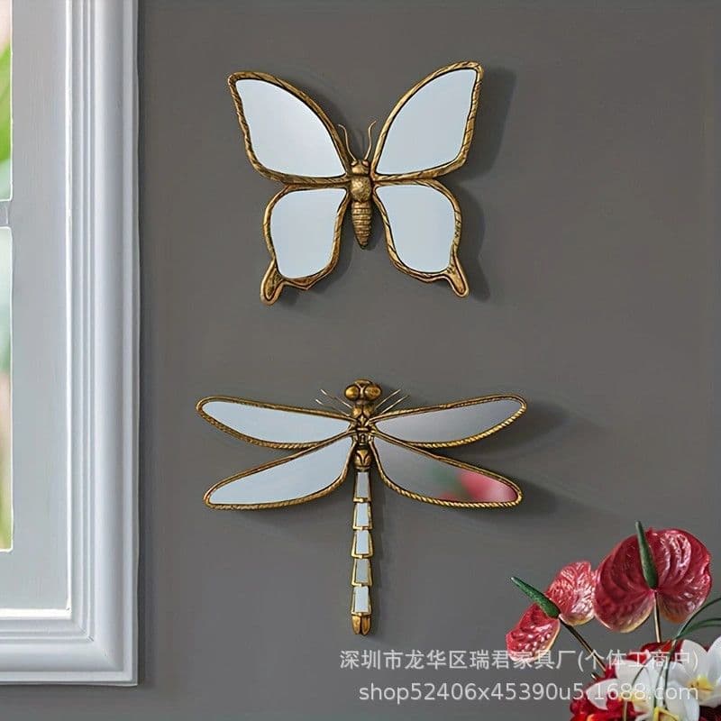 Factory direct fast shipping, light luxury vintage resin dragonfly pendant, creative living room butterfly background wall decoration