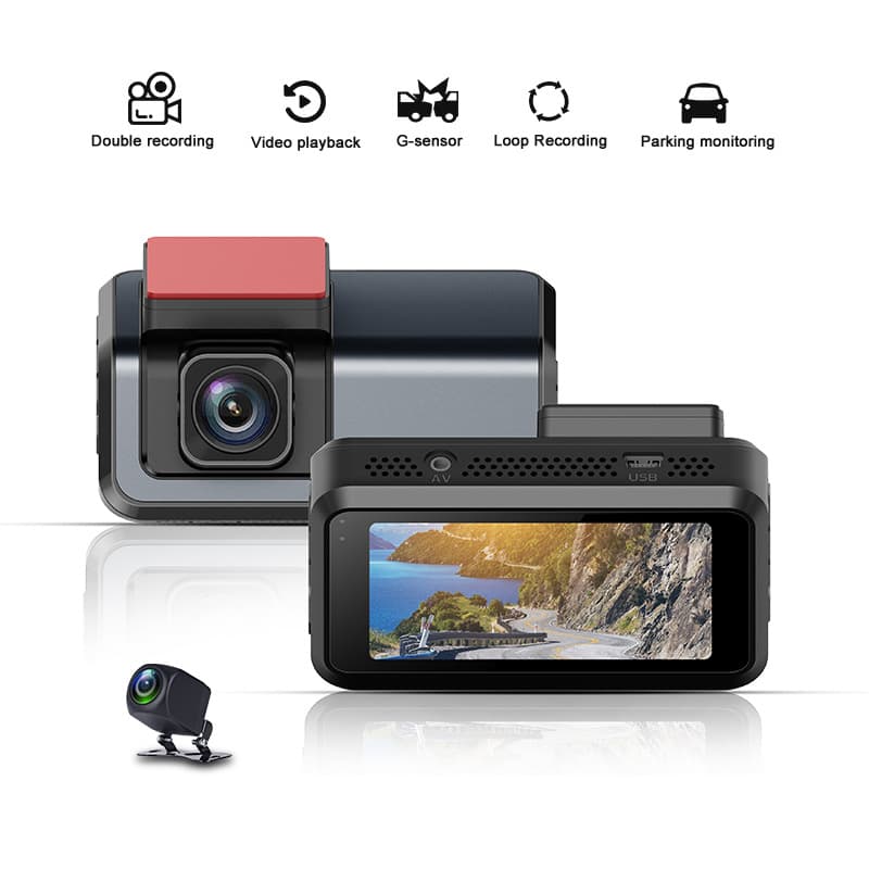 Cross-border supply 3-inch high-definition night vision driving recorder 2K+1080P front and rear dual lens WiFi mobile phone interconnection