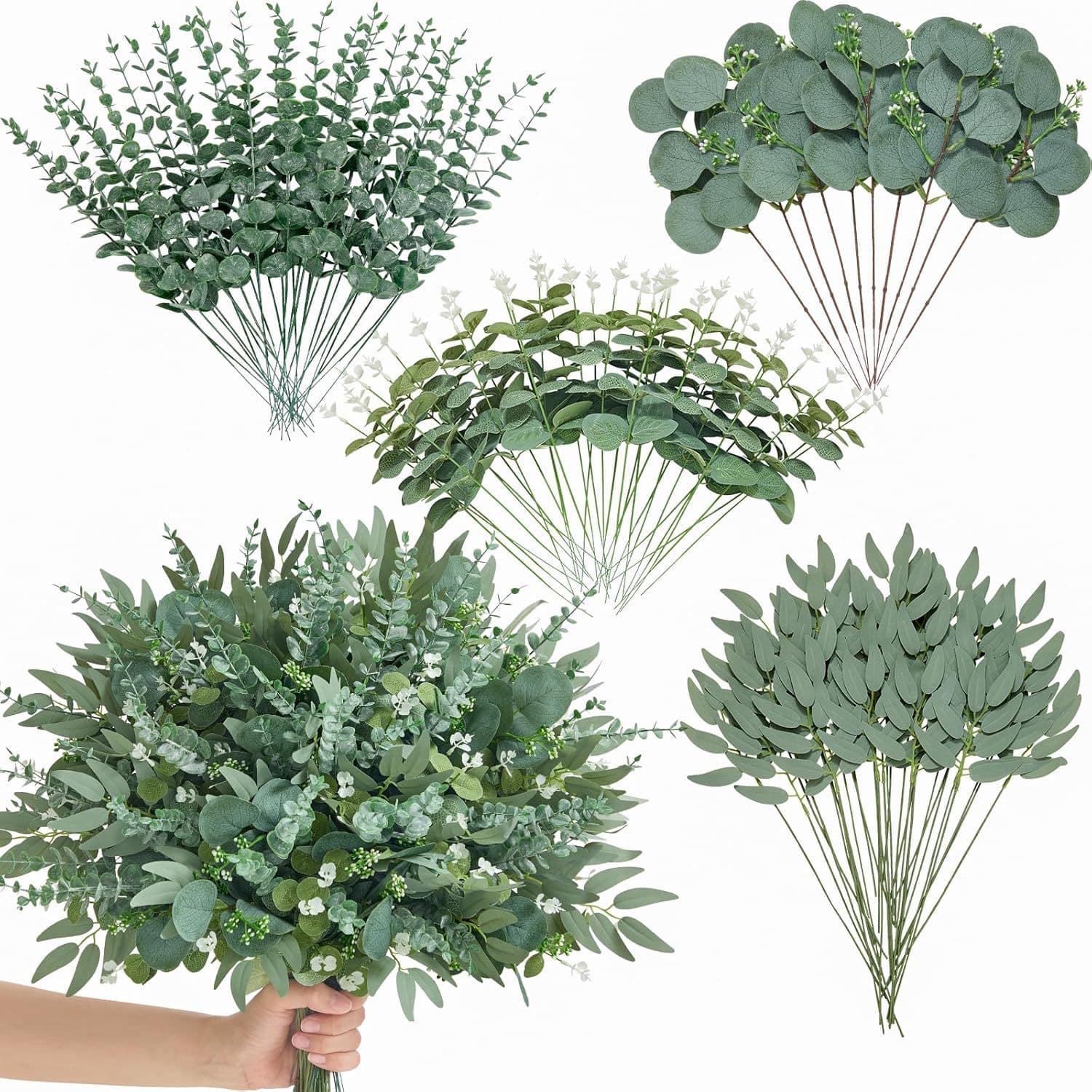 Artificial Eucalyptus Leaves, Branches, Decorative Foliage for Wedding Landscaping, Home Vase Decoration
