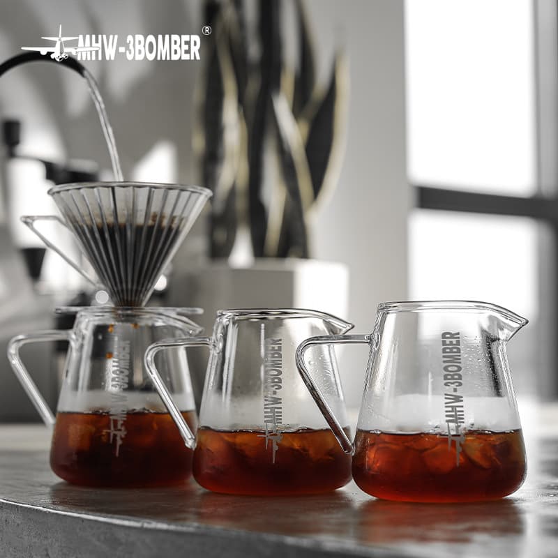 MHW-3BOMBER Pour Over Coffee Carafe Heat-Resistant Glass Sharing Carafe Hand Brew Coffee Tool 500ml
