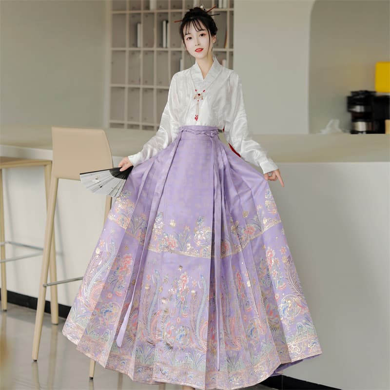 Fengyu new Chinese style red woven gold makeup flower horse face skirt Chinese style Ming Dynasty Hanfu women's heavy industry skirt daily commuting