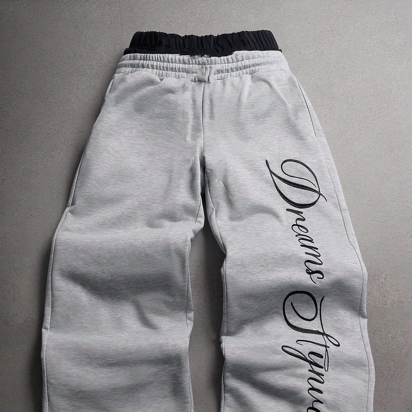 Cross-border American Street Style Lace-up Casual Pants for Men Y2K Retro Harajuku Straight-leg Faux Two-layer Long Pants Hip-hop Sweatpants