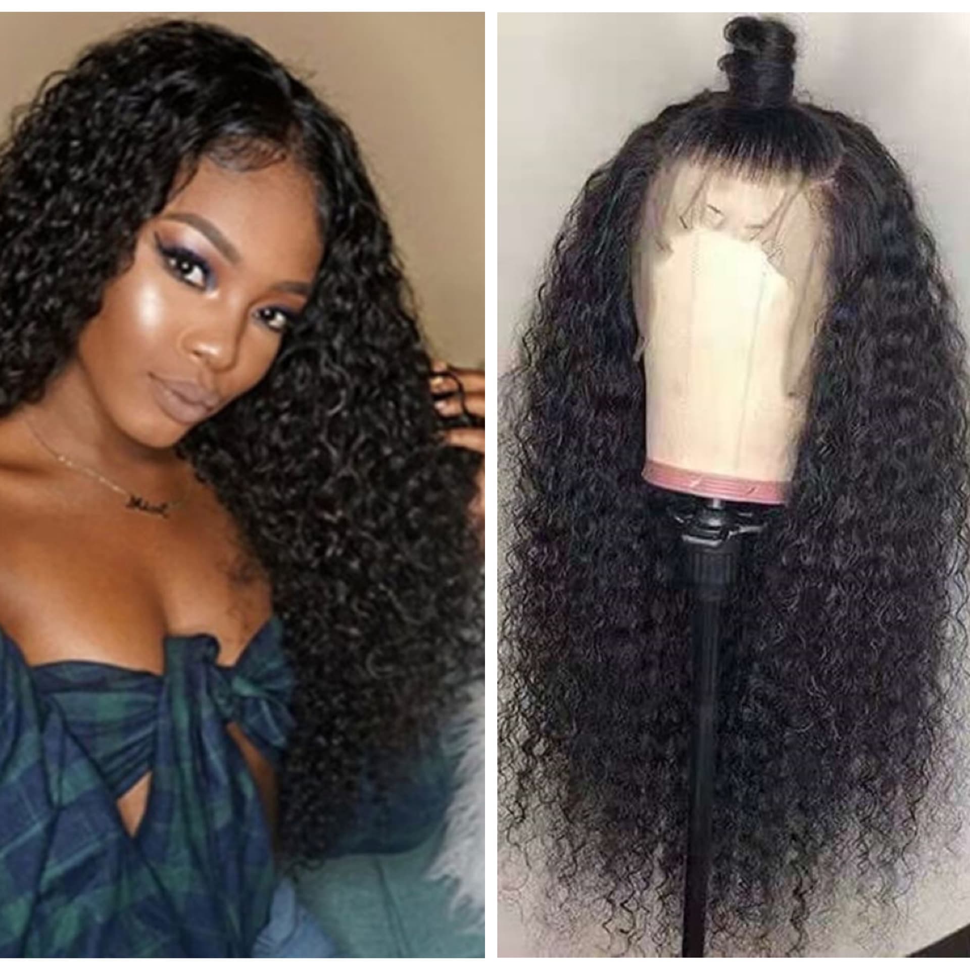 European and American wigs African small curly hair 13x4 front lace middle part small curly long curly hair synthetic high-temperature fiber wig wholesale