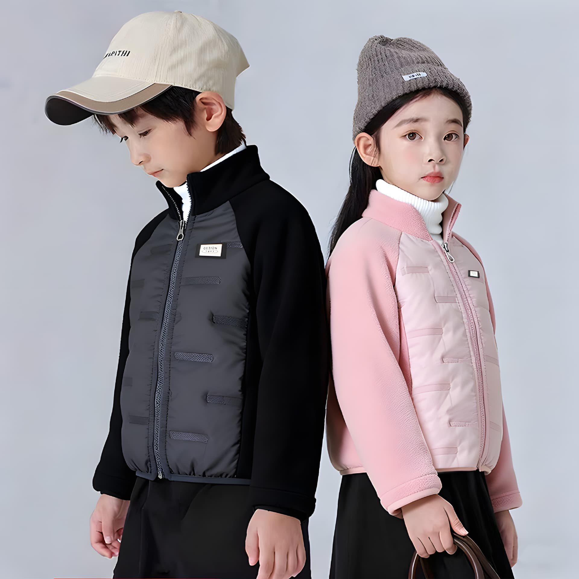 Kids Cotton Padded Jacket for Fall/Winter, Boys and Girls School Uniform Essential, Quilted Thickened Stand Collar Coat with Removable Lining, Warm Children's Wear
