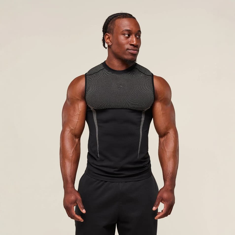 GYM Men's Sports Vest Summer New Quick-Dry Breathable Seamless Fitness Running Training Tight Top Sleeveless Vest