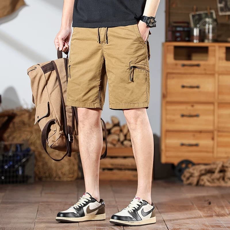 Summer Outdoor Five-Point Shorts for Men, Cotton Fashion Mid-Length Shorts, American Retro Loose Fit Casual Work Shorts, Plus Size