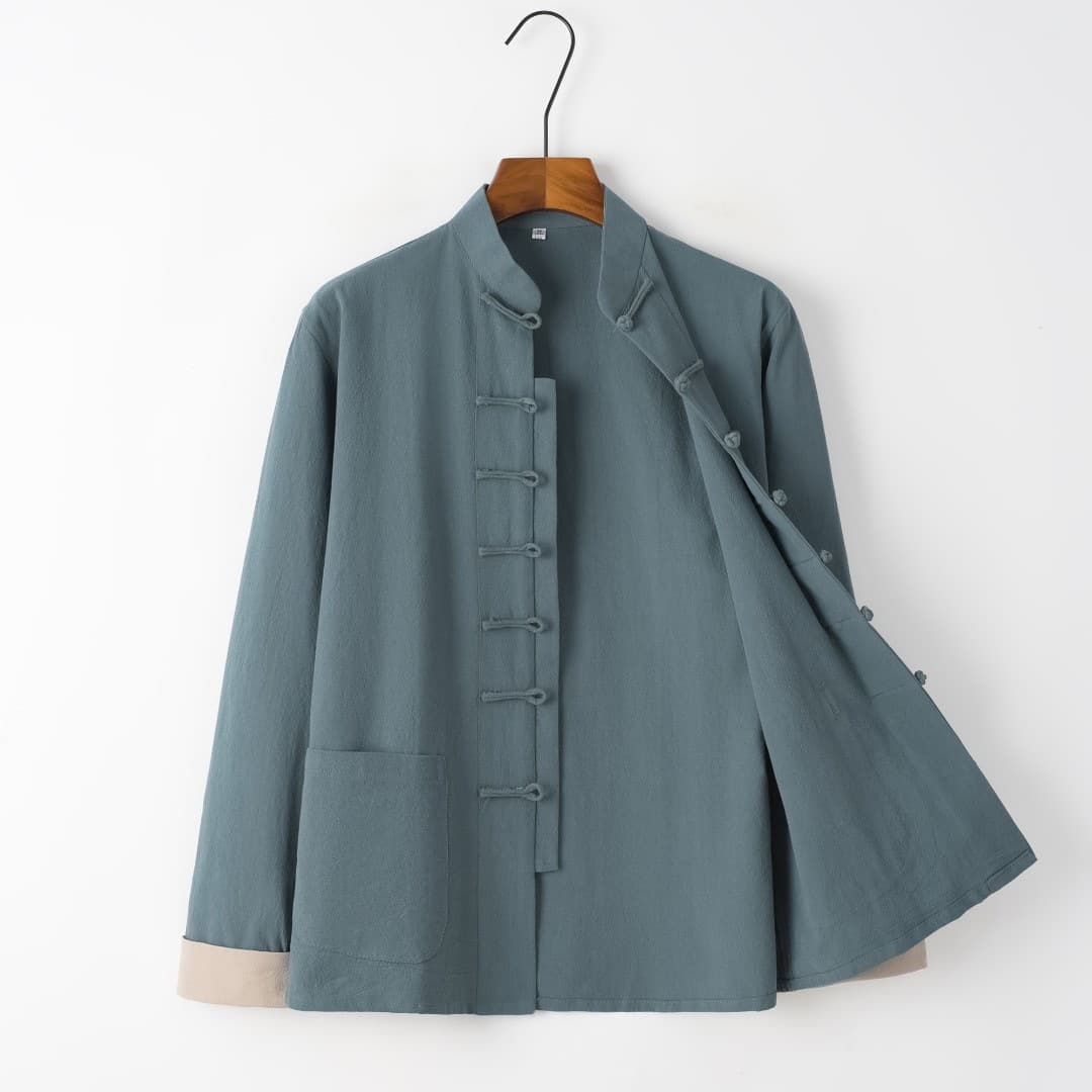 Spring and Summer Cotton Linen Youth Hanfu, Chinese Style Tang Suit Unisex New Chinese Style Jacket, Zhongshan Suit Lay Buddhist Clothing, Tang Dynasty Style