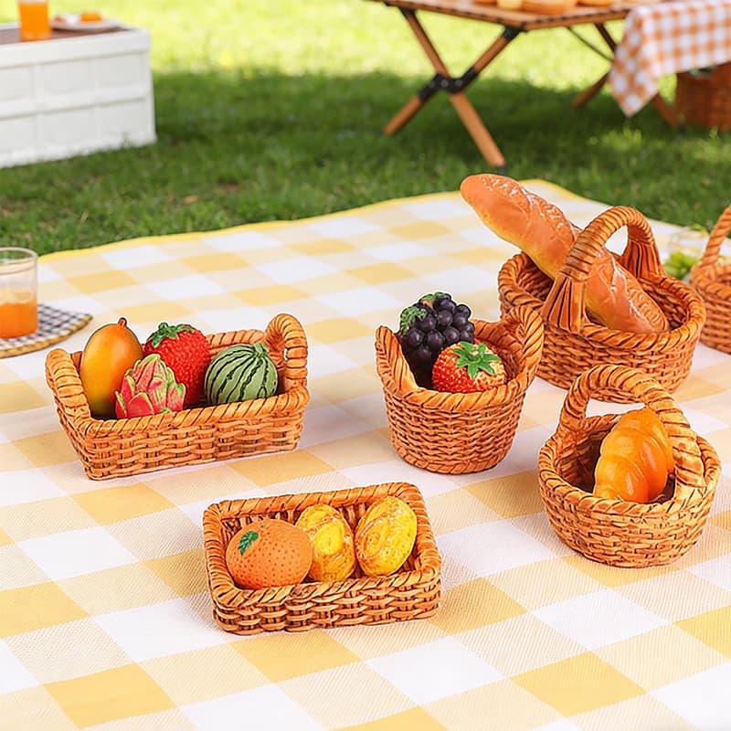 Micro landscape creative simulation rattan bamboo basket bamboo basket diy decoration accessories mini miniature model small ornaments