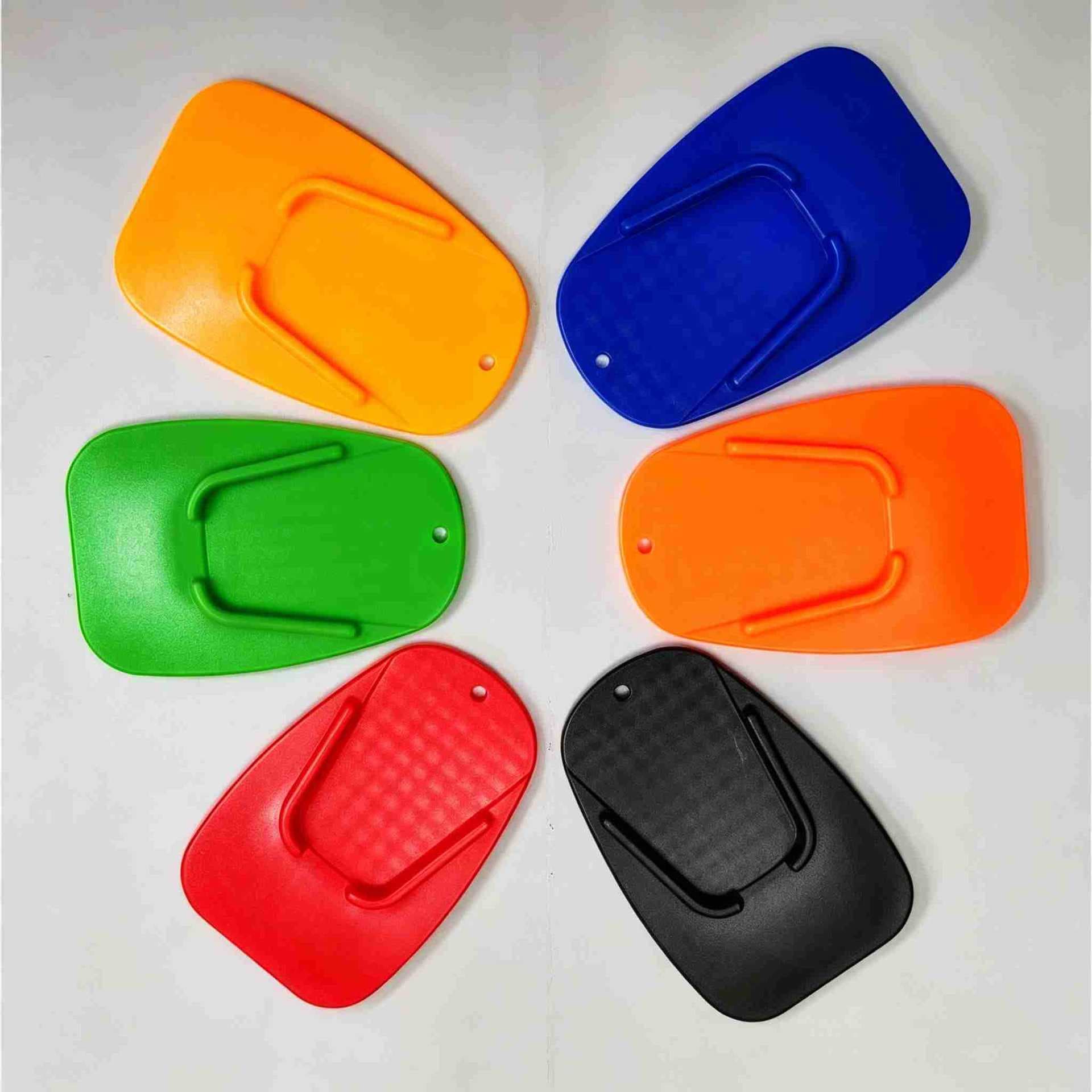 Motorcycle foot pads, side stand support pads, off-road vehicle monopod support pads, side stand pads