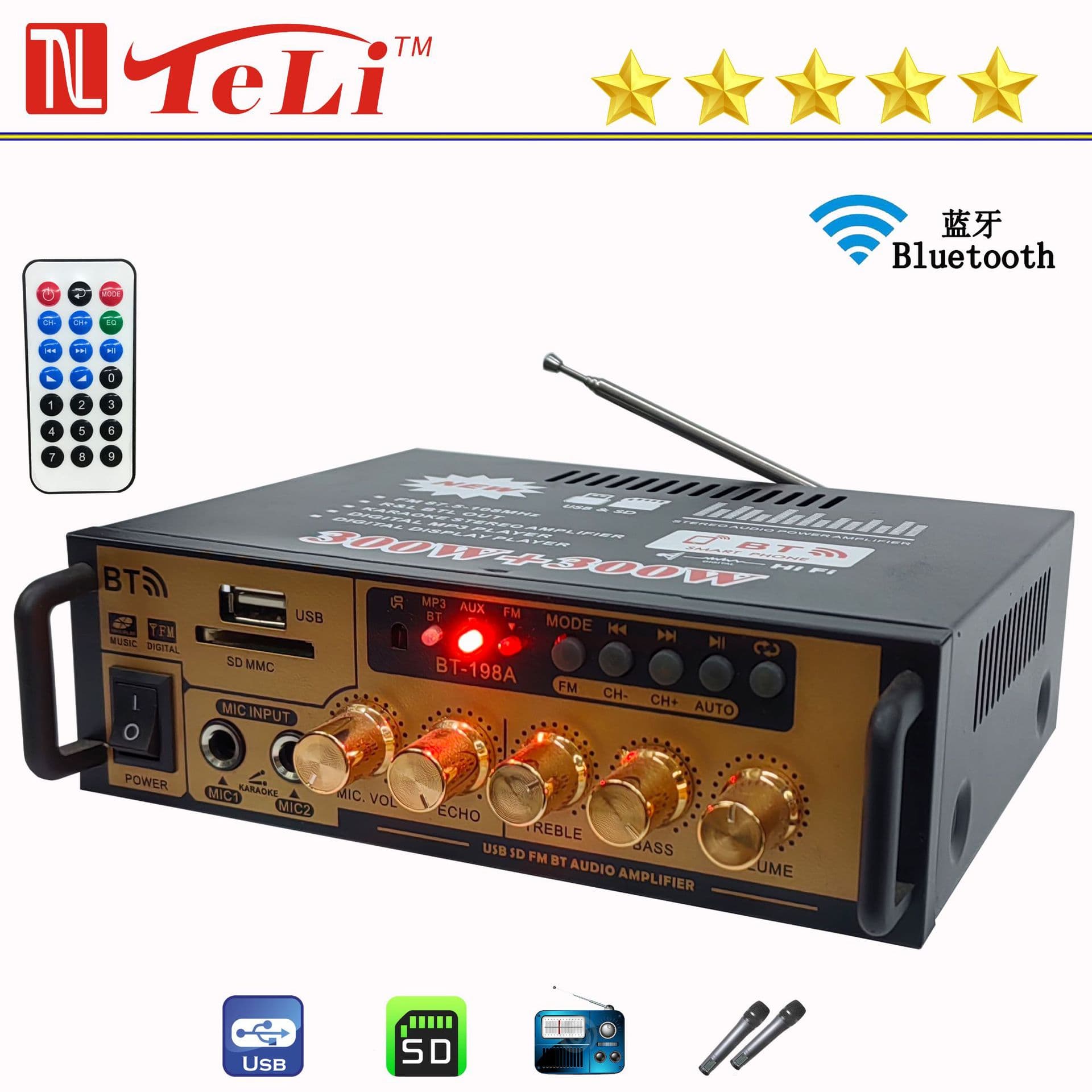 New Bluetooth Amplifier Home Car Mini Amplifier 220V 12V Dual Use Radio Amplifier
