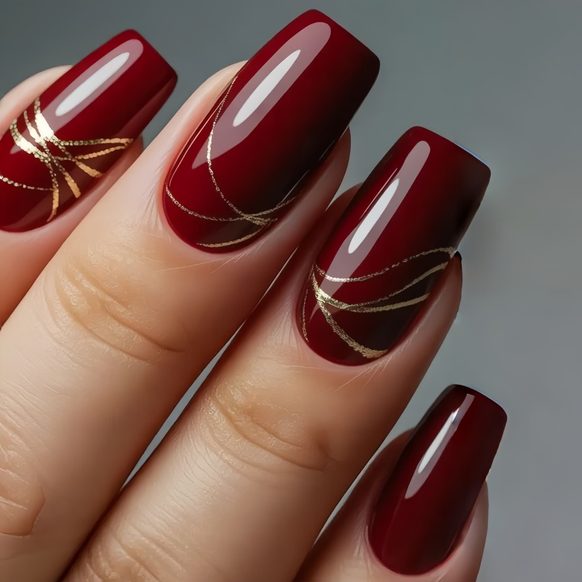 Dark red mid-length ballet nails European and American fashion hot-selling fake nails wholesale ins style wearable nails removable