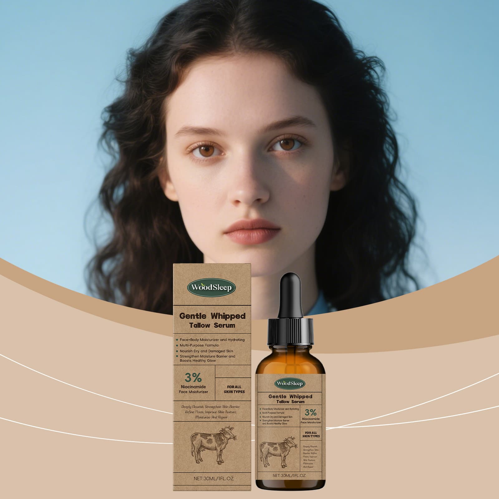 WOODSLEEP Beef Tallow Skin Care Serum - Hydrating and Nourishing for Smooth, Soft Facial Skin - Daily Care Essence