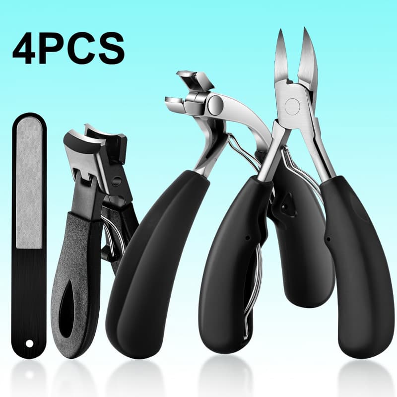 Cross-border Nail Clipper Set Eagle Beak Thick Nail Clipper Horn Clamp Stainless Steel Large Curved Head Rubber Plastic Nail Clipper Tool
