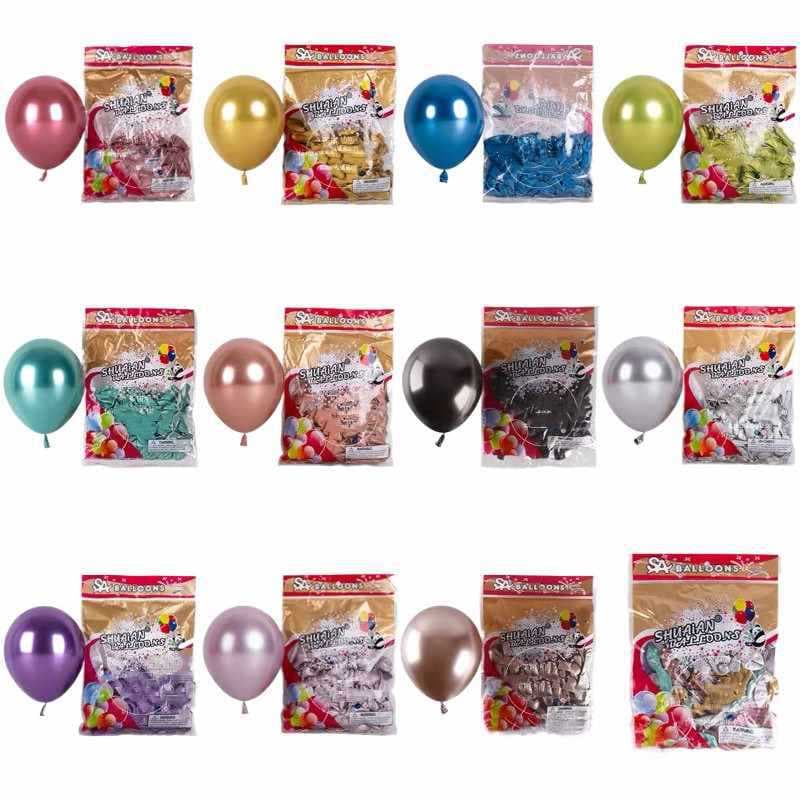 ✅ Shuai'an Metallic Chrome 5in 10in 12in 18in 36in Balloons Metallic Tail Metallic Long Strip Heart Balloons