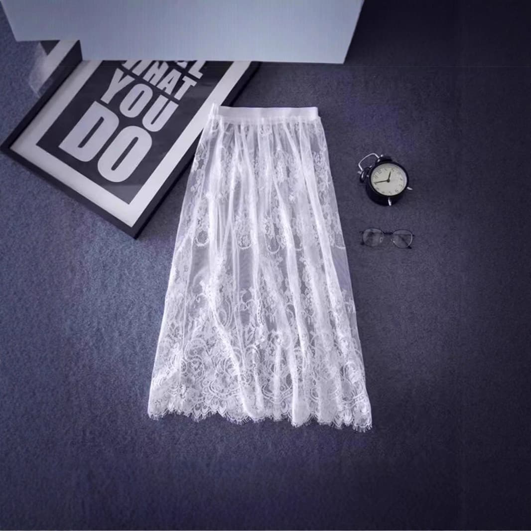 Summer Lace Slip Petticoat for Cheongsam, Anti-Exposure Underskirt, New Mesh Lace Half Skirt for Women