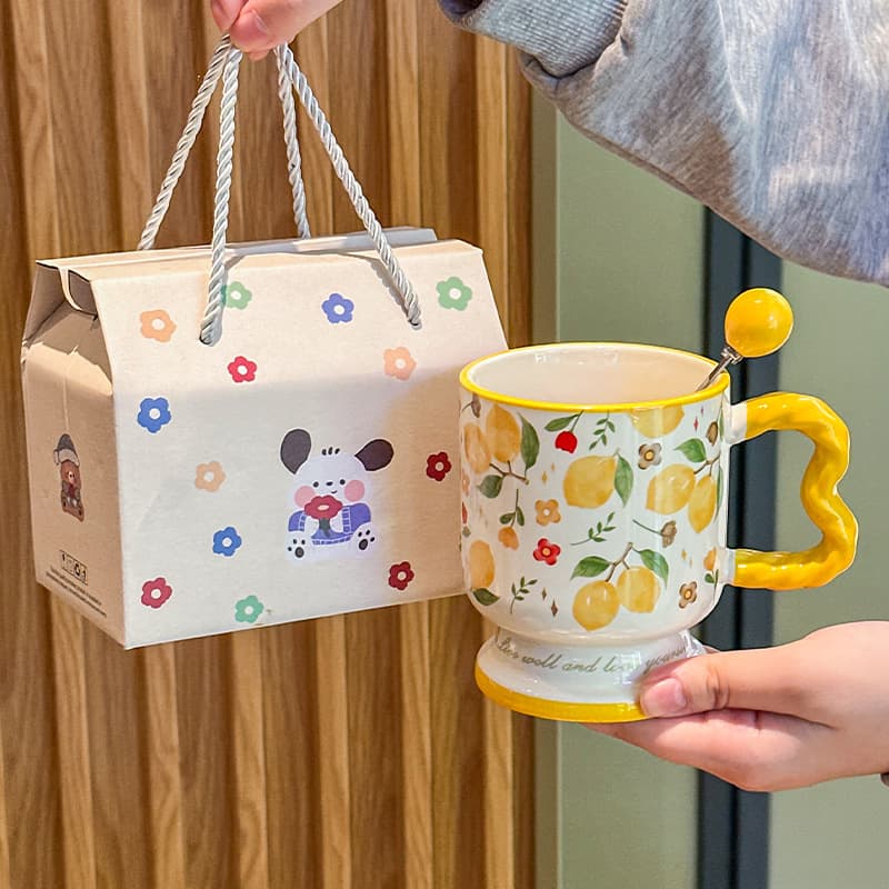 Birthday Gift for Women Fruit Cup High Aesthetic Cute Ceramic Mug Practical Girlfriend Souvenir Gift Box