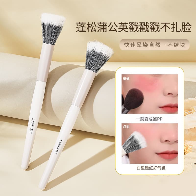 JONBOS wooden handle blush brush stippling brush large fluffy portable makeup brush makeup artist special beauty tool