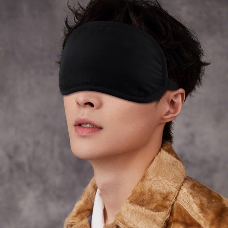 Black eye mask for men, pure cotton, breathable, sleep-proof, light-blocking, suitable for women, with ice pack for cooling and heating, eye mask by Fanzhimiao.