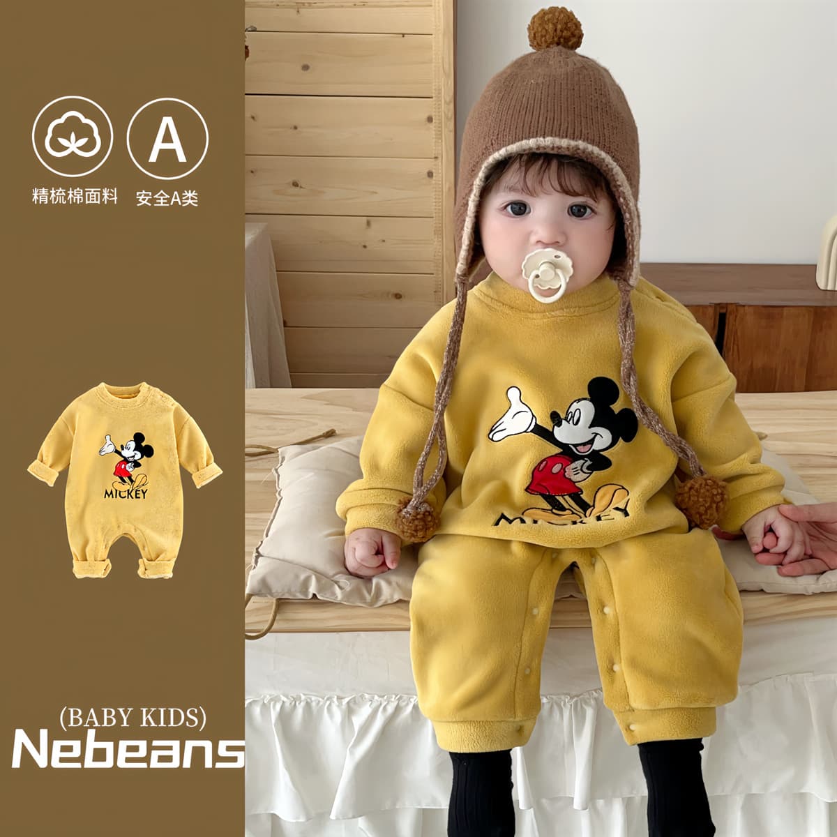 25 Autumn/Winter Fleece-Lined Thermal Baby Toddler Boys Girls Cartoon Zip-Up Romper Outwear Snowsuit