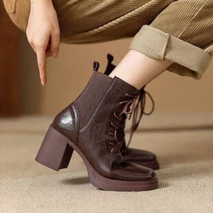 High Heel Martin Boots Women British Style New Arrival Short Boots for Petite Women Chunky Heel Slim Fit Boots Fashion Women's Dress Boots