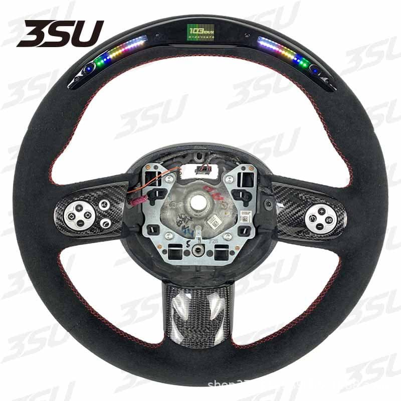 Suitable for BMW Mini JCW R55R56R57R58R59R60 LED suede carbon fiber steering wheel