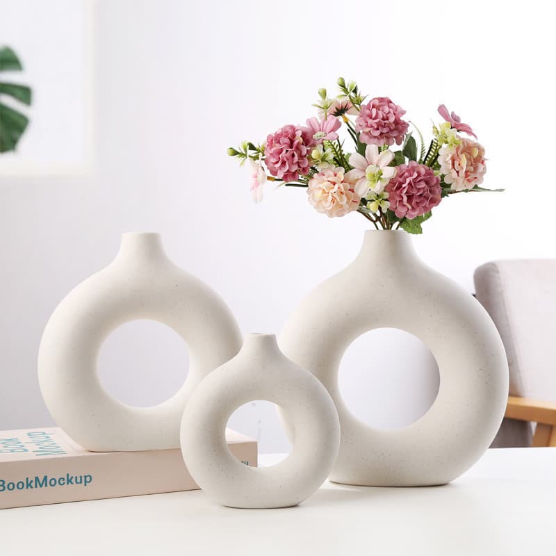 Nordic Ins Round Ceramic Vase Decoration Creative Ceramic Craft Living Room Dining Table Home Showroom Decor